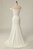 Mermaid Off the Shoulder Robe de mariée blanche avec appliques