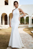 Robe de mariée Blanche Mermaid Halter Open Back
