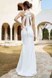Robe de mariée Blanche Mermaid Halter Open Back