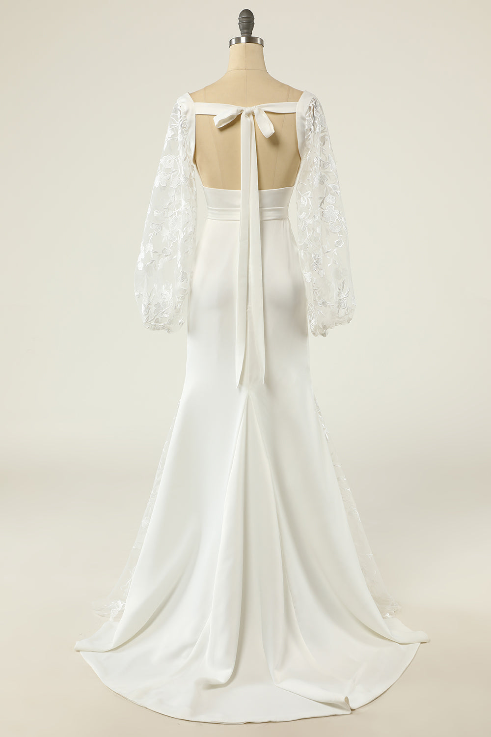 White Mermaid Manches Longues Robe de mariée