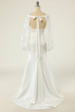 White Mermaid Manches Longues Robe de mariée