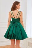 Robe de bal courte en satin vert