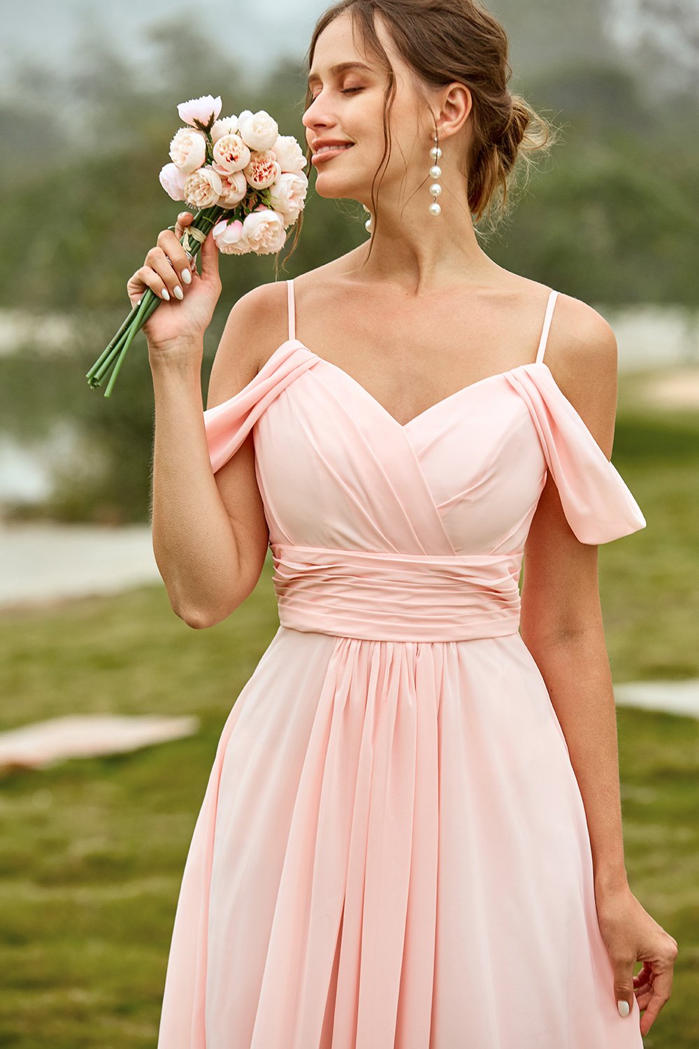 Robe de demoiselle d’honneur Blush Off Shoulder Blush