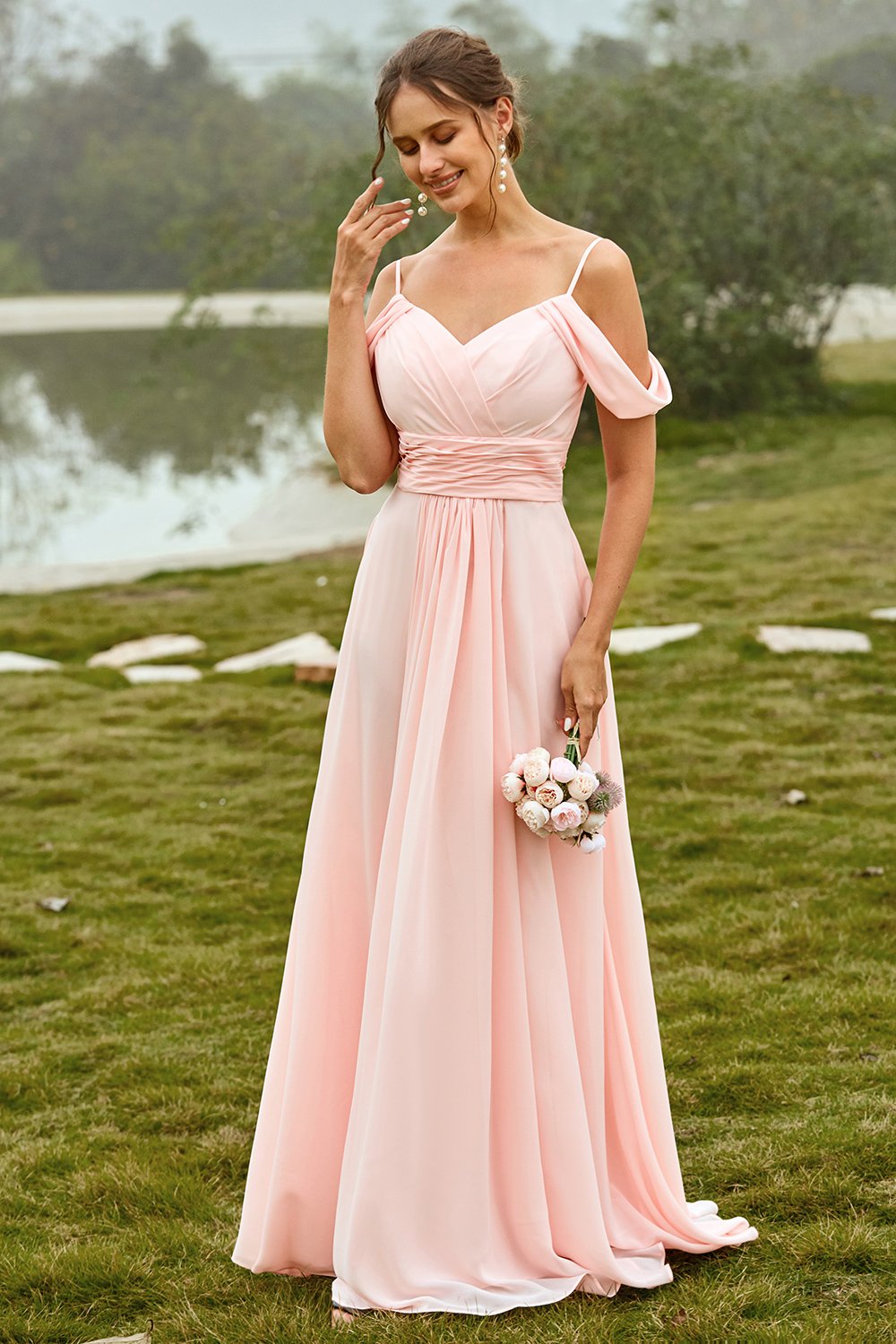 Robe de demoiselle d’honneur Blush Off Shoulder Blush