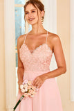 Robe de demoiselle d’honneur En dentelle Blush