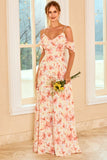 Robe de demoiselle d’honneur Blush imprimée avec volant
