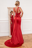 Mermaid V Neck Rust Rouge Longue Robe De Demoiselle d’Honneur