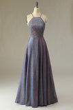 Robe de bal longue pourpre scintillante