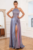 Robe de bal longue pourpre scintillante