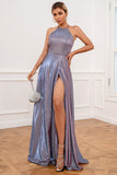 Robe de bal longue pourpre scintillante