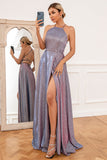 Robe de bal longue pourpre scintillante