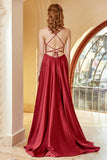 Bordeaux Spaghetti Straps Simple Prom Robe