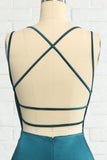 Paon Bleu Sirène Sans Dos Robe de Bal Long