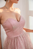 Robe de bal longue Blush à paillettes avec fente