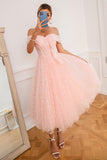 Robe de bal rose off shoulder hearts