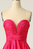 Une ligne Sweetheart Fuchsia Robe de bal longue avec Ruched