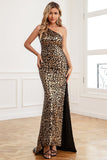 Robe de bal longue sirène à paillettes en or foncé