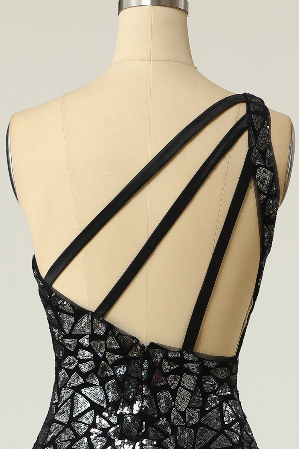 Sirène Une Épaule Robe de bal à paillettes en or foncé