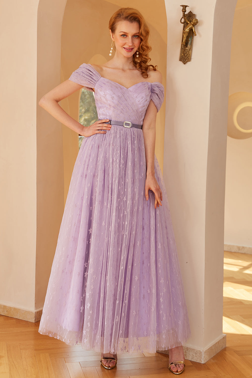 Robe de bal Purple A Line(Ceinture non incluse)