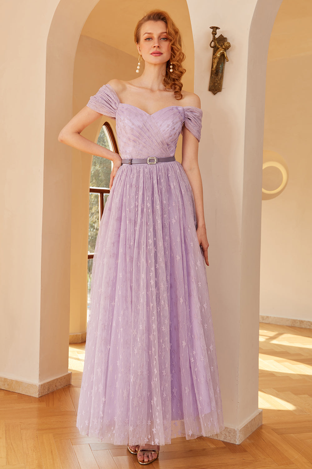 Robe de bal Purple A Line(Ceinture non incluse)