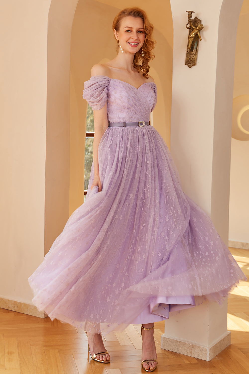 Robe de bal Purple A Line(Ceinture non incluse)