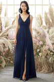 Robe de demoiselle Bleu col en V