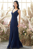 Robe de demoiselle Bleu col en V