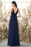 Robe de demoiselle Bleu col en V