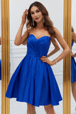 Robe courte de retour bleu Royal A-Line Sweetheart