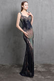 Gold Mermaid Sequin V Neck Prom Robe