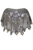 Zapaka Cape Femme Paillettes Fleur Doré Années 1920