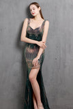 Gold Mermaid Sequin V Neck Prom Robe