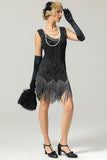 Robe noire flapper à paillettes