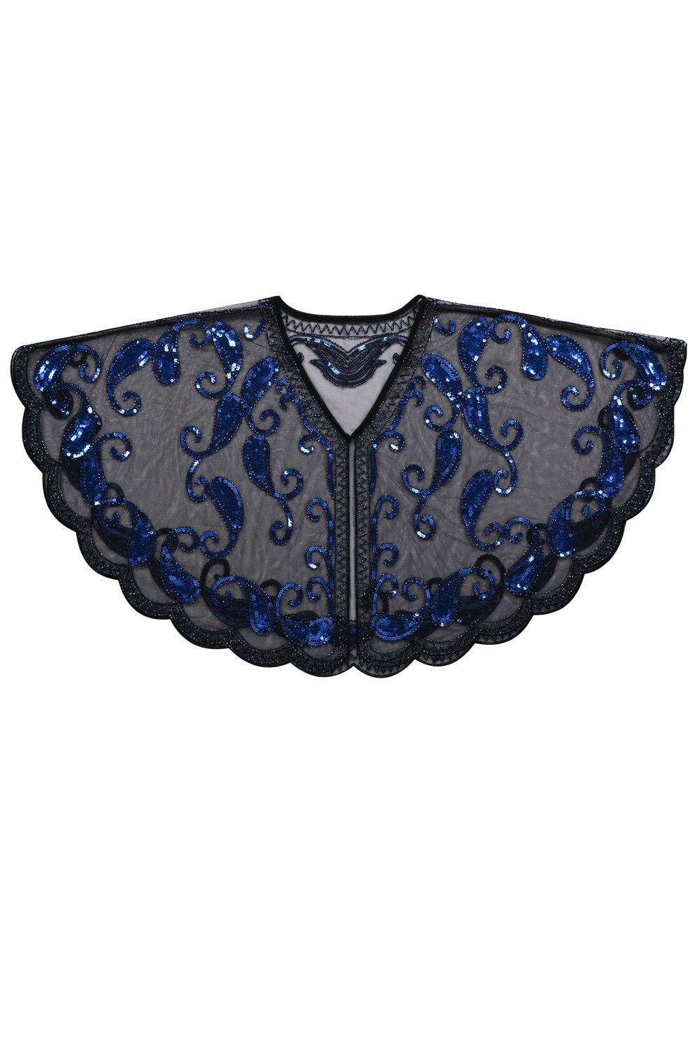 Zapaka Cape à Paillettes Bleues Style Rétro des Années 1920