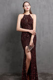 Robe Bordeaux Robe de Soirée longue à sequins