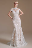 Mermaid White Lace Open Back Robe de mariée