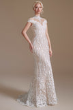 Mermaid White Lace Open Back Robe de mariée