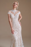 Mermaid White Lace Open Back Robe de mariée