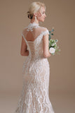 Mermaid White Lace Open Back Robe de mariée