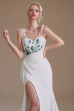 White Mermaid Backless Sweep Train Robe de mariée avec appliques