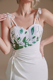 White Mermaid Backless Sweep Train Robe de mariée avec appliques