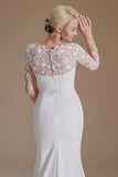 White Mermaid Manches Longues Sweep Train Robe de mariée avec dentelle