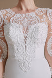 White Mermaid Manches Longues Sweep Train Robe de mariée avec dentelle