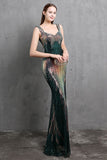 Gold Mermaid Sequin V Neck Prom Robe