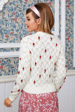 Crochet Flower Hollow V-Neck Cardigan