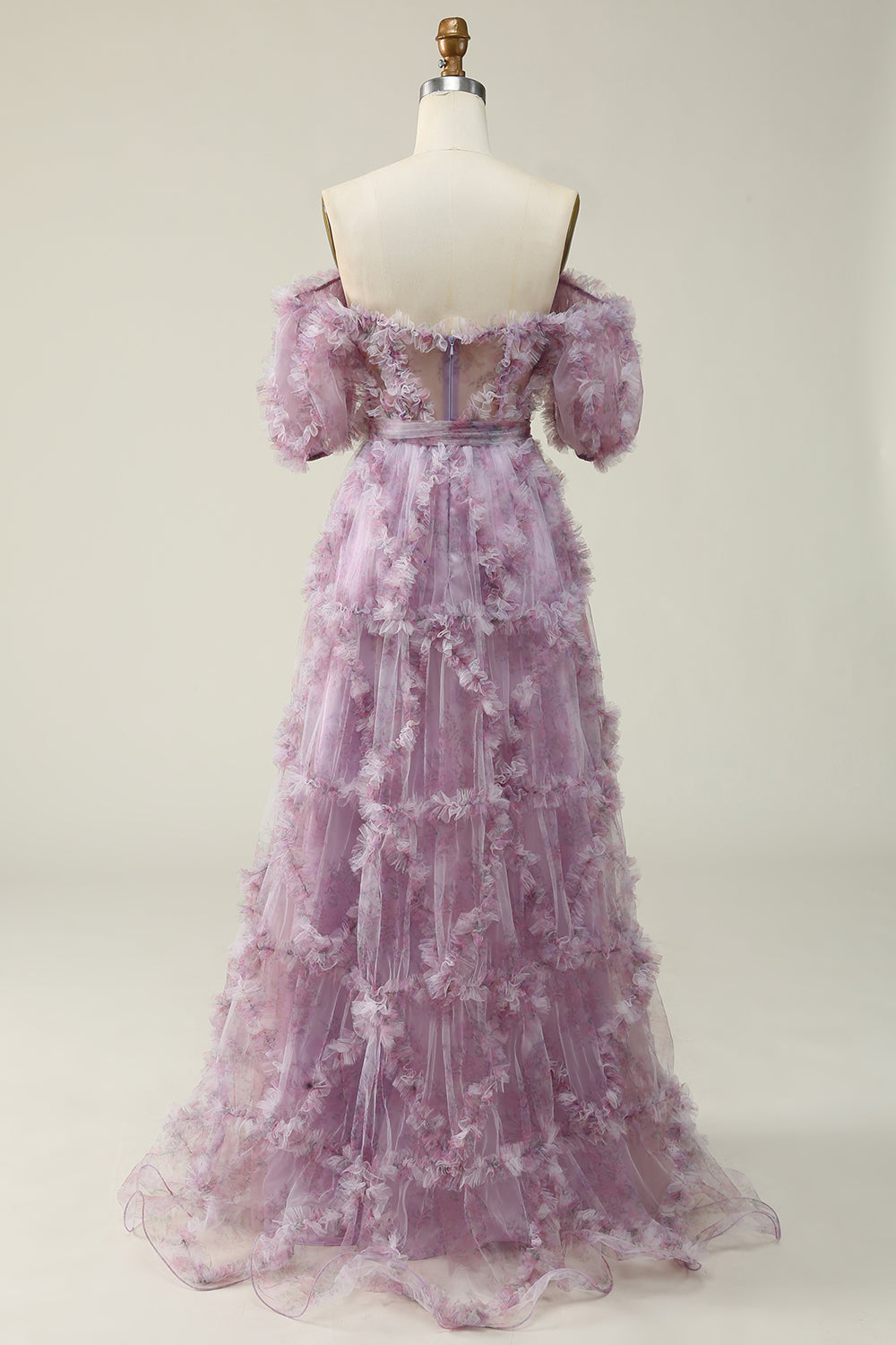 Une ligne de l’épaule Robe de Soirée longue violette avec impression