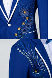 Costumes de bal bleus à boutons à boutons et perles pour hommes