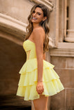 Corset bustier jaune Une Robe de cocktail perlée en ligne