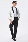 Blazer blanc scintillant brodé de fleurs à revers pour homme