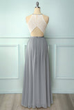 Robe longue sauge poussiéreuse à dos ouvert